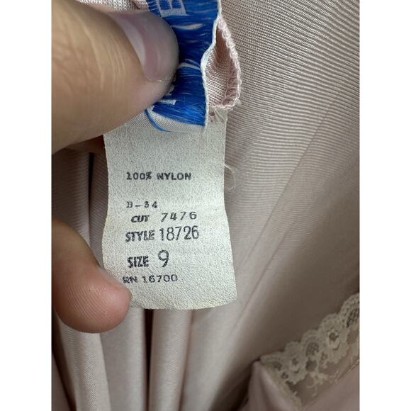 Jrs by Barad Womens Robe Size 9 Pink Maxi Silky Lace VTG Open Front Long Sleeve - Picture 7 of 16